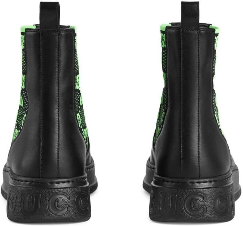 Gucci Leren High-Top Laarzen met Monogram Black Heren - Foto 2