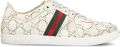 Gucci GG Web Stripe Leather Sneakers - Wit