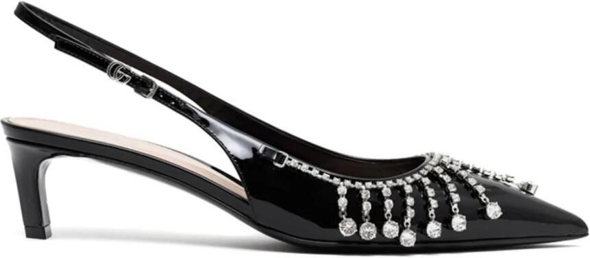 Gucci Puntige Slingback Pump met Kristallen Franjes