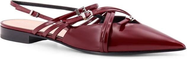 Gucci Rode Platte Schoenen Kruis-Gesp Leer