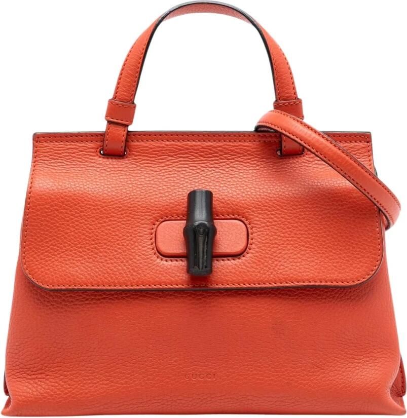 Gucci Vintage Pre-owned Bamboo Handle Leren Handtas