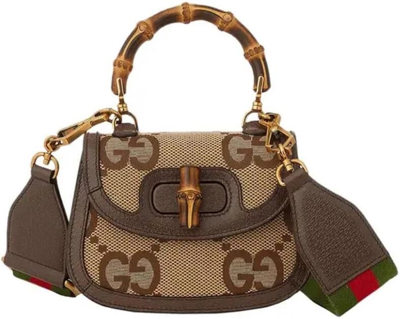 Gucci Vintage Pre-owned Bamboo Handle Monogram Canvas Top Handle Tas