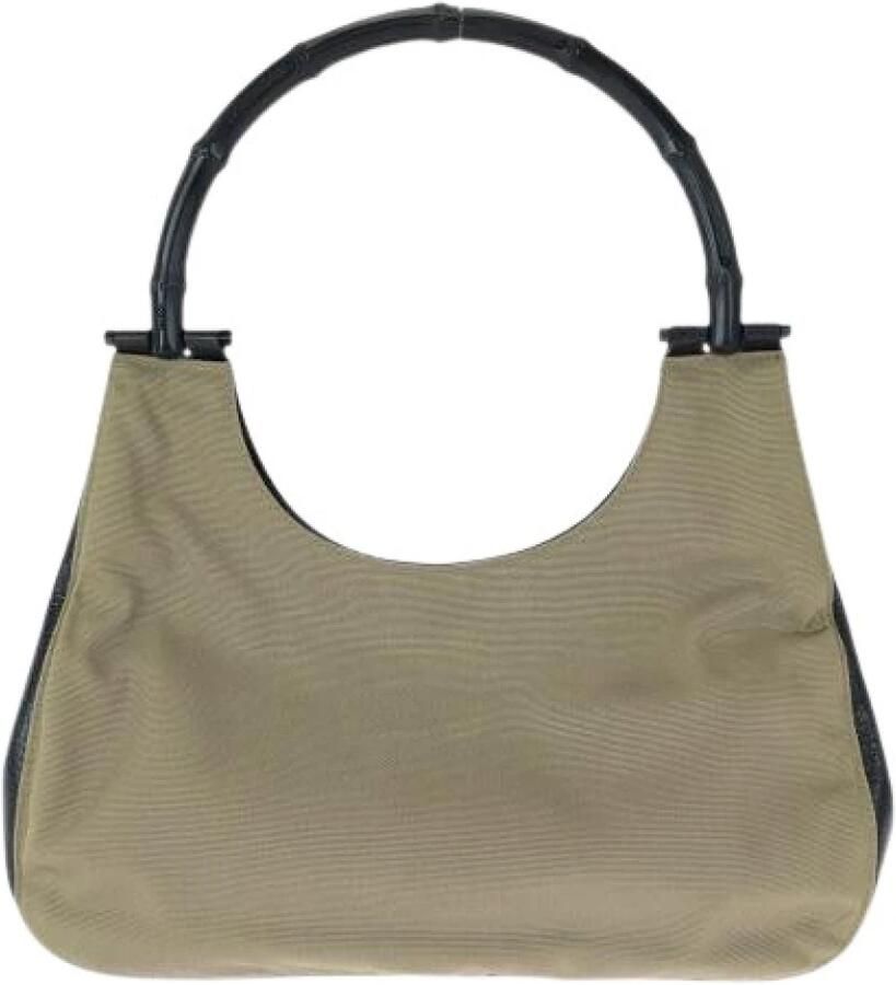 Gucci Vintage Pre-owned Bamboo Hobo Nylon Lederen Handtas