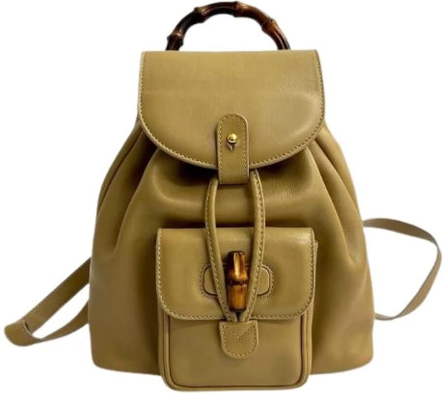 Gucci Vintage Pre-owned Bamboo Leather Backpack