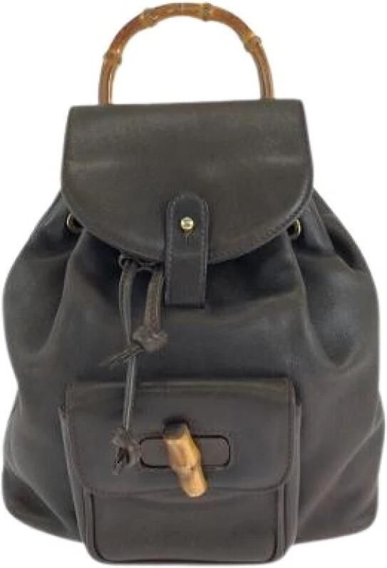 Gucci Vintage Pre-owned Bamboo Leren Rugzak