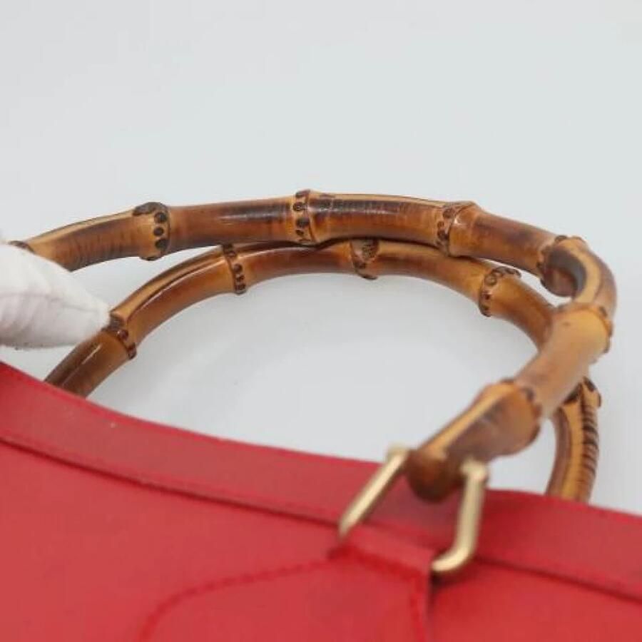 Gucci Vintage Pre-owned Bamboo Rode Leren en Gouden Handtas - Foto 2