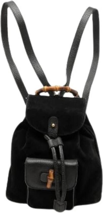 Gucci Vintage Pre-owned Bamboo Top Handle Suede Rugzak