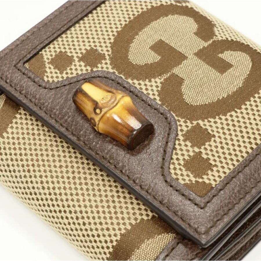 Gucci Vintage Pre-owned Jumbo GG Bamboo Diana Calf Compact Portemonnee