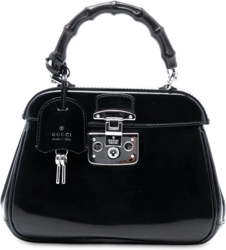 Gucci Vintage Pre-owned Vintage Bamboo Handle Lakleren Satchel
