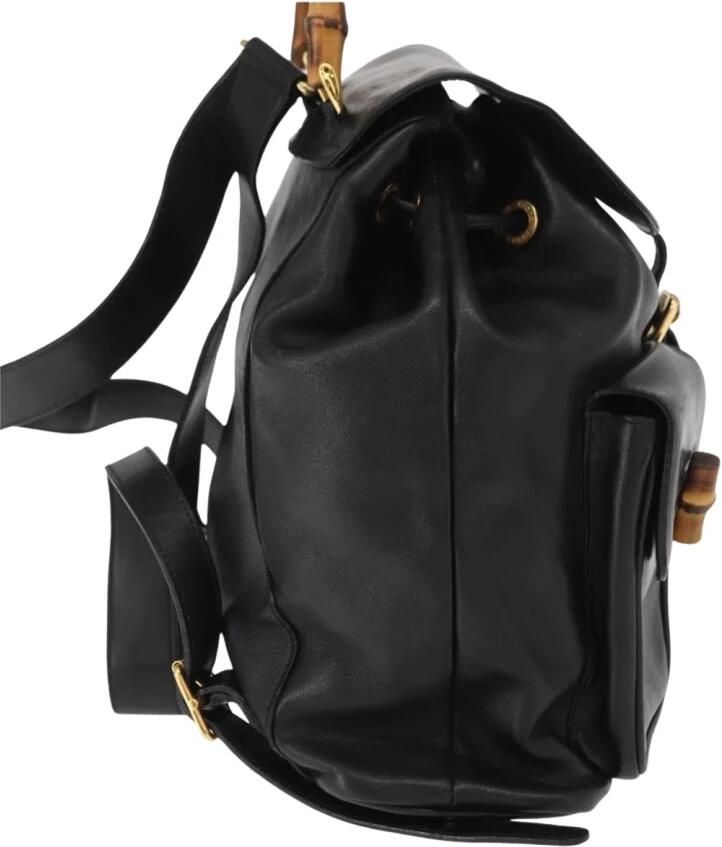 Gucci Vintage Pre-owned Vintage Bamboo Handle Leather Backpack