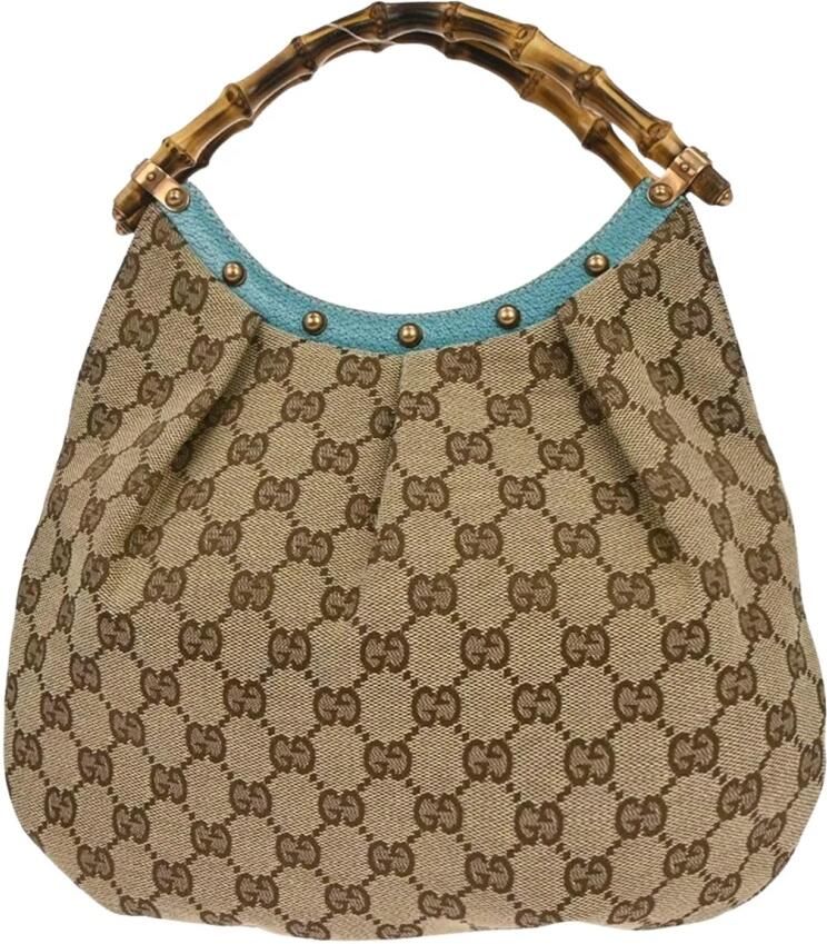 Gucci Vintage Pre-owned Vintage Bamboo Handle Monogram Canvas Hobo Tas