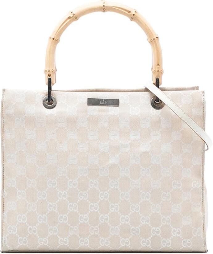 Gucci Vintage Pre-owned Vintage GG Canvas Bamboo Handle Satchel
