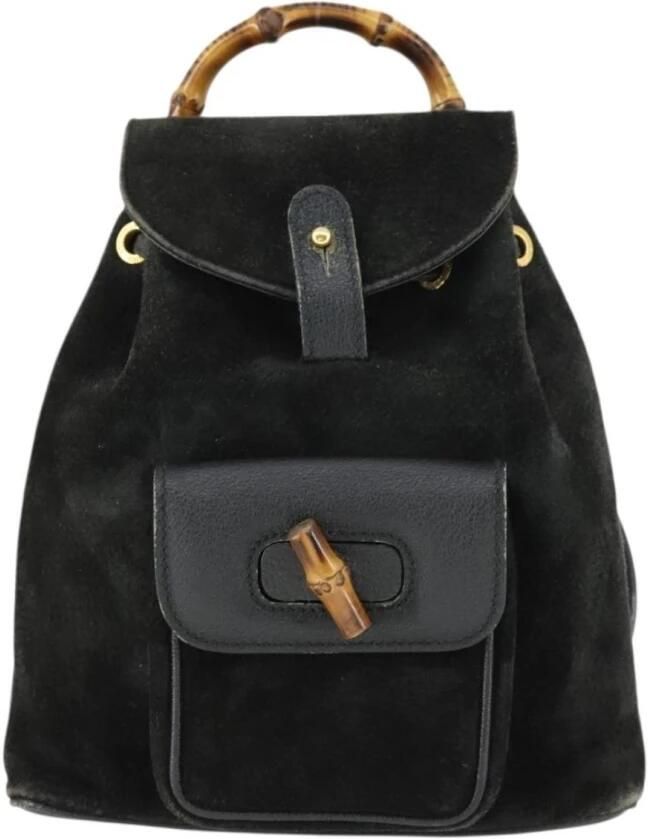 Gucci Vintage Pre-owned Vintage Suede Bamboo Rugzak