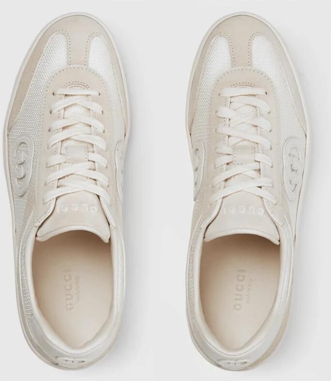 Gucci Witte Veterschoenen met Amandel Teen - Foto 5