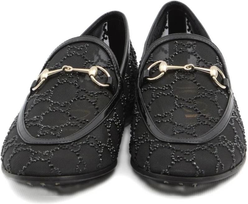 Gucci Zwarte Platte Kristal Loafers
