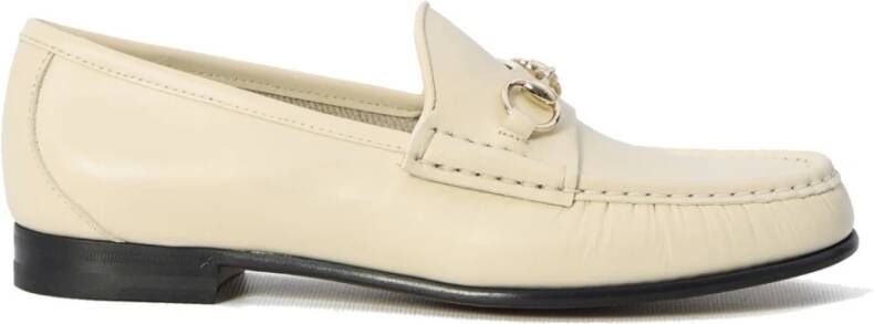 Gucci Ivoor Leren Loafers Horsebit Stijl