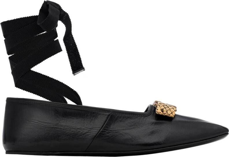 Gucci Klassieke Zwarte Leren Ballerina`s Black Dames