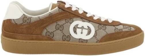 Gucci Lace-up sneakers met patroon en afgeronde neus