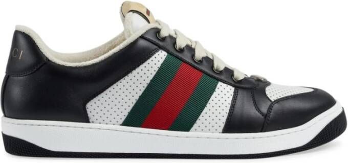 Gucci Lage leren sneakers met webdetail Multicolor Heren