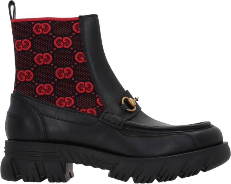 Gucci Leren laarzen met Horsebit-detail Black Dames