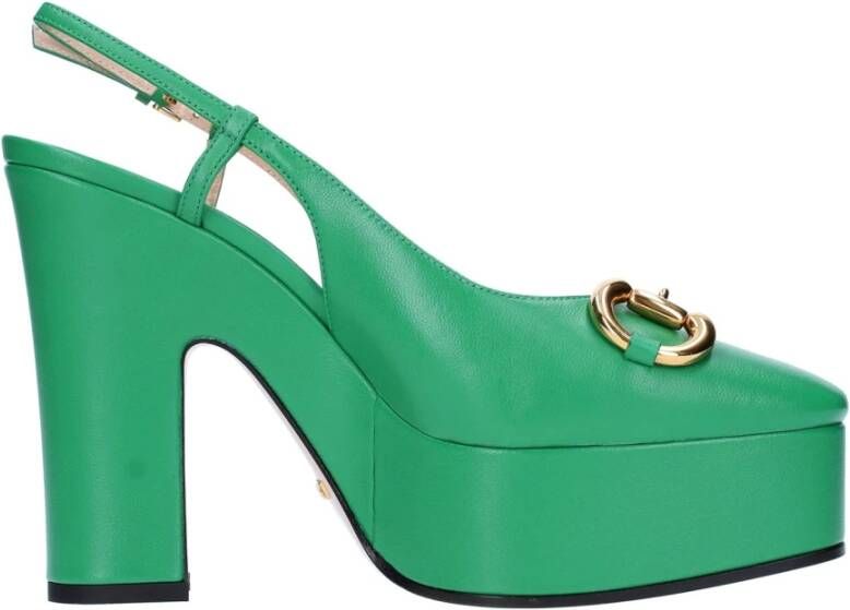 Gucci Leren Slingback Pumps Green Dames