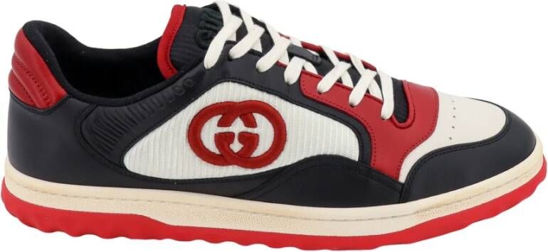 Gucci Logo Sneakers Leer Nylon Veters Rubber Multicolor Heren