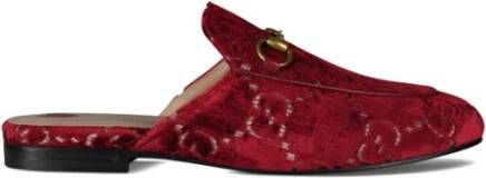 Gucci Luxe Fluwelen Slippers met GG Print Rood Dames