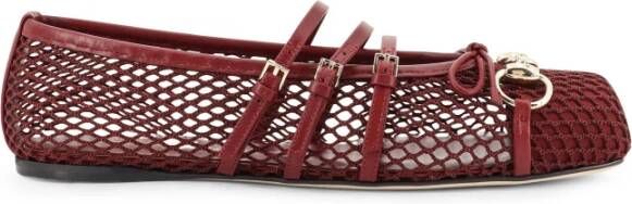 Gucci Mesh Vierkante Neus Leren Band Schoenen
