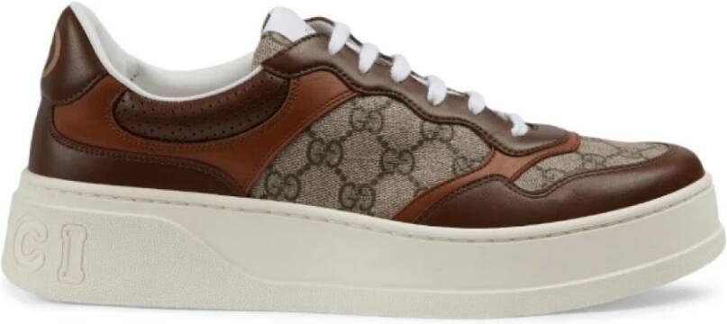 Gucci Panelled GG Low-Top Sneakers Brown Heren