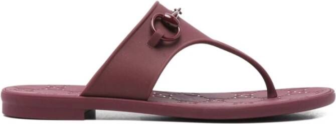 Gucci Rode Horsebit T-Bar Sandalen GG Patroon