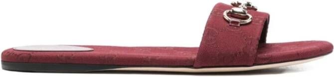Gucci Rode Monogram Platte Sandalen