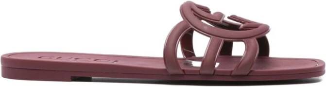Gucci Rode Platte Zool Open Teen Sandalen