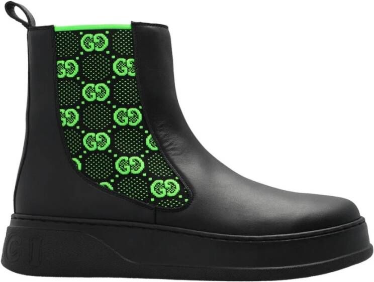 Gucci Stijlvolle Platform Enkellaarzen met Elastische Panelen