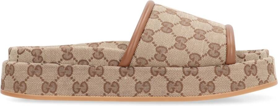 Gucci Stoffen Plateau Slippers Ronde Neuslijn