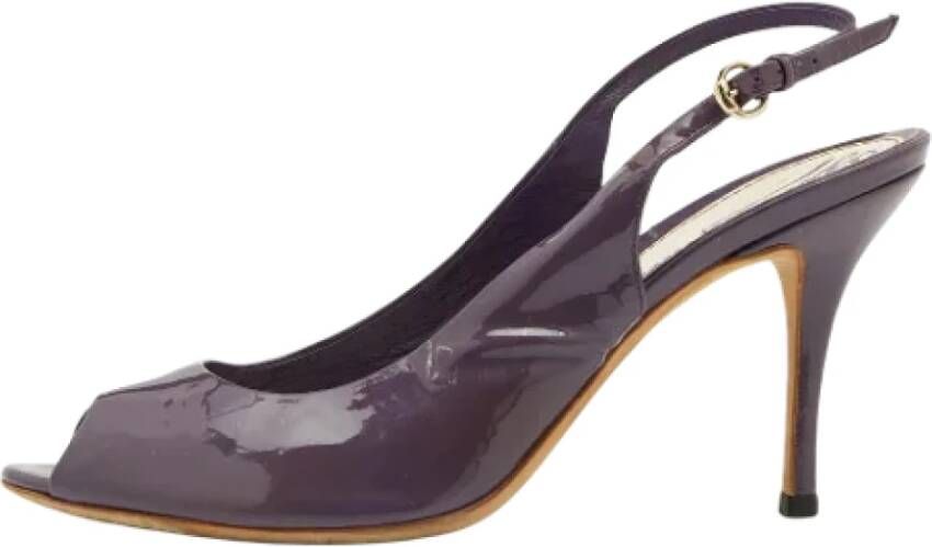 Gucci Vintage Luxe Leren Slingback Sandalen Purple Dames
