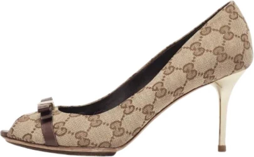 Gucci Vintage Pre-owned Canvas heels Brown Dames