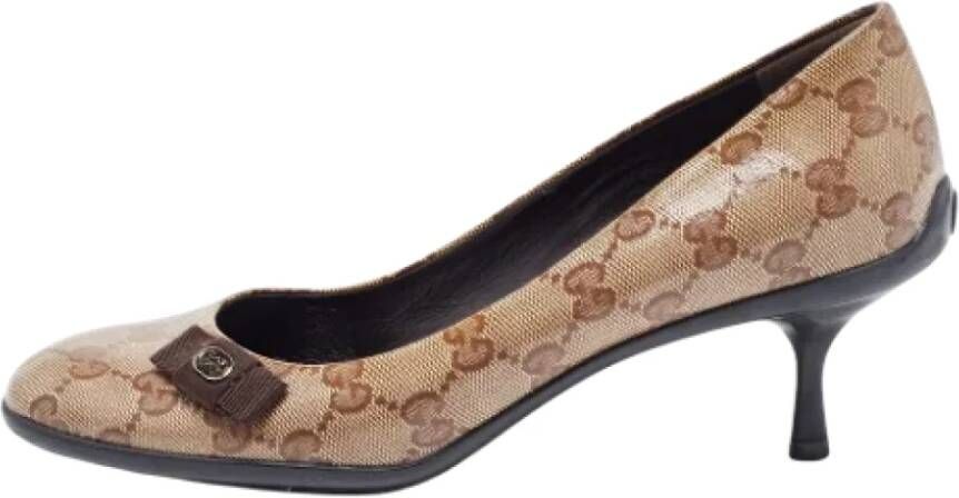 Gucci Vintage Pre-owned Coated canvas heels Brown Dames