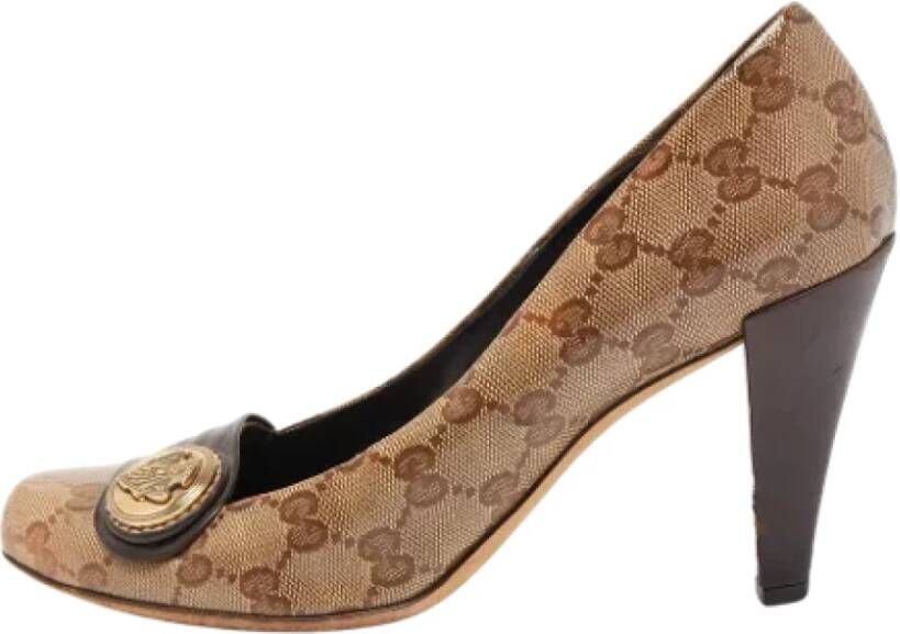 Gucci Vintage Pre-owned Coated canvas heels Brown Dames