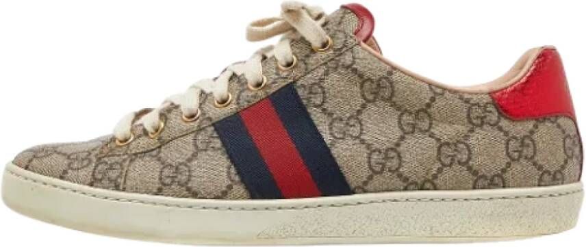 Gucci Vintage Pre-owned Coated canvas sneakers Beige Dames