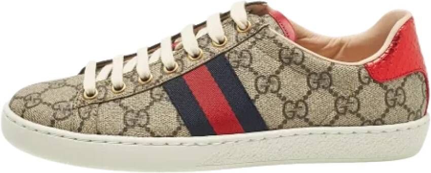 Gucci Vintage Pre-owned Coated canvas sneakers Beige Dames