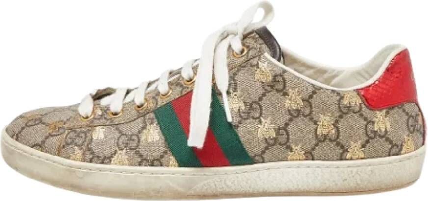 Gucci Vintage Pre-owned Fabric sneakers Beige Dames