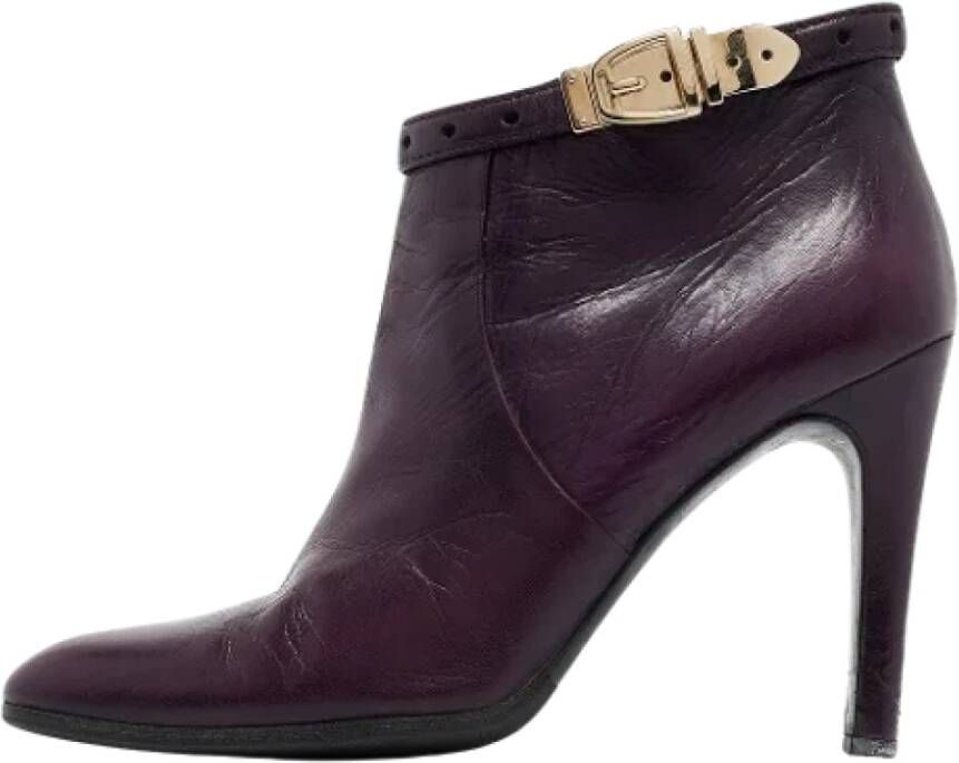 Gucci Vintage Pre-owned Leather boots Purple Dames