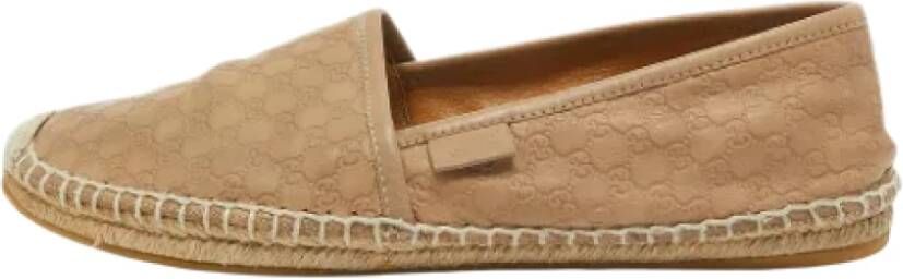 Gucci Vintage Pre-owned Leather espadrilles Beige Dames