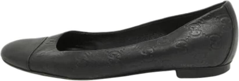 Gucci Vintage Pre-owned Leather flats Black Dames