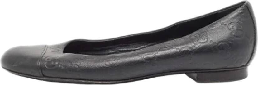 Gucci Vintage Pre-owned Leather flats Black Dames