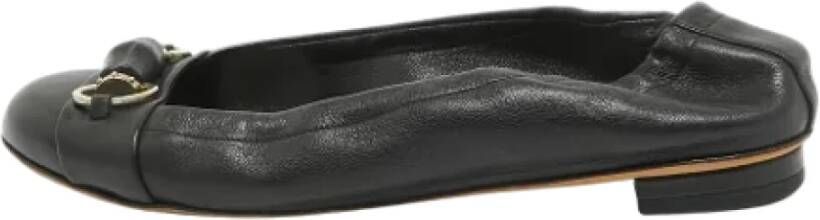 Gucci Vintage Pre-owned Leather flats Black Dames