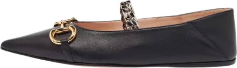 Gucci Vintage Pre-owned Leather flats Black Dames