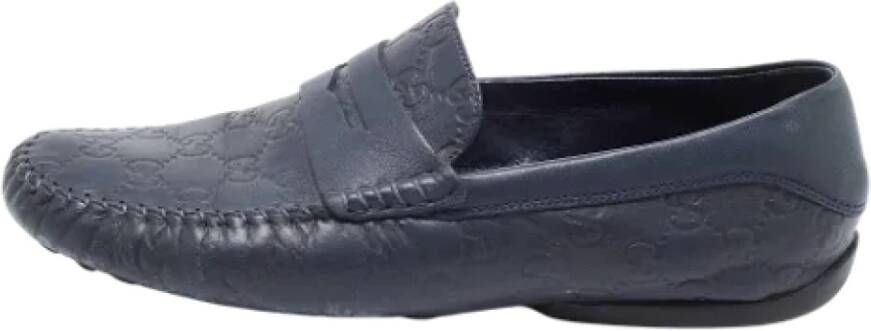 Gucci Vintage Pre-owned Leather flats Blue Dames