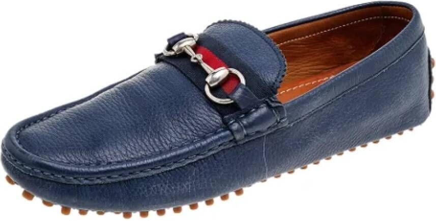 Gucci Vintage Pre-owned Leather flats Blue Dames