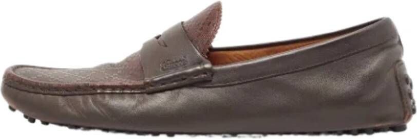 Gucci Vintage Pre-owned Leather flats Brown Heren